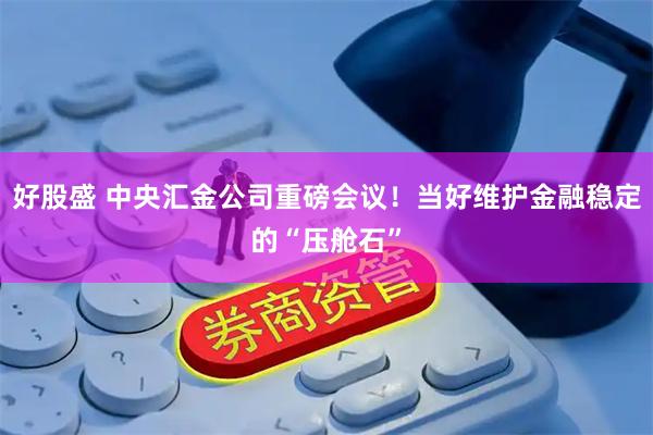 好股盛 中央汇金公司重磅会议！当好维护金融稳定的“压舱石”